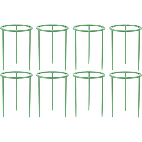 Juego de 8 soportes para plantas, estacas, estructura de soporte para plantas, 20 x 20 x 25 cm, soporte para tomates, plástico, verde. (1/5)