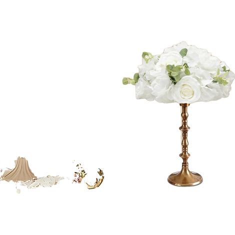 Boules de Fleurs Artificielles, 6pcs, 34cm x 19cm, Hortensia et Rose, Couleur Blanche, Utilisation Intérieure/Extérieure (1/5)