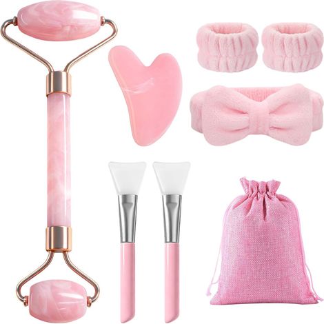 8-Piece Gua Sha Kit, Facial Gua Sha and Jade Roller, Face & Body Massage and Gua Sha Set, Firms Skin, Reduces Swelling, Body Massage, Improves Blood Circulation (1/5)