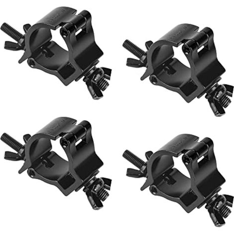 Collier de serrage pour structure, lot de 4, collier de serrage renforcé pour éclairage de scène, accessoire pour structure de 38 à 41 mm, aluminium, charge maximale 100 kg, noir (1/5)