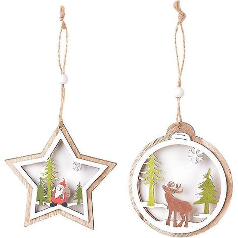 Adornos navideños Adornos navideños de madera para colgar Colgantes de madera (1/5)