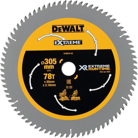 DEWALT DT99576-QZ EXTREME mitre saw blade 305mm x 30mm x 78T