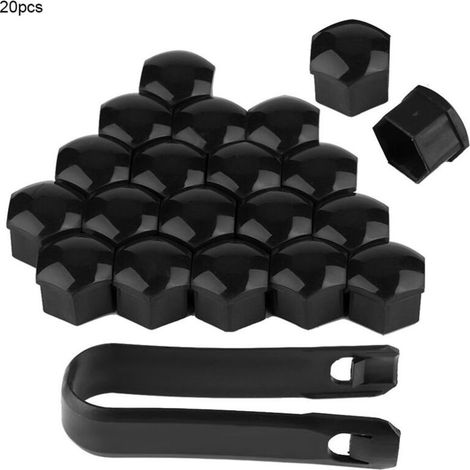 20 cache-écrous de roue de voiture 19 mm, protection extérieure des jantes (noir)-Crezuo (1/5)