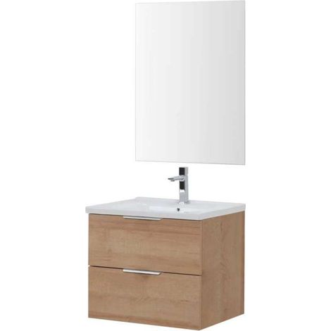 Vette Mobile bagno sospeso Rialto 80 cm rovere con lavabo e specchio (1/5)