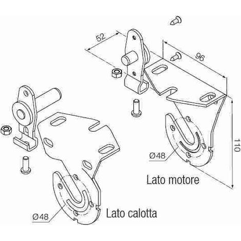 Nice 525.10072 - Kit supporti bianchi ad inserimento rapido sui due lati. Per motori Ø 45 mm, max 40 kg (da associare a 575.12150 o 575.12178)