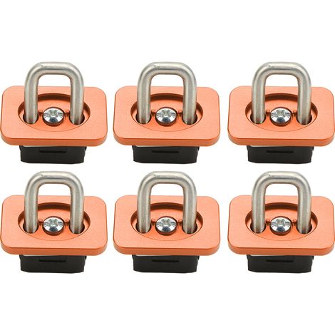 Lot de 6 anneaux d'arrimage en acier inoxydable pour plateau de pick-up, capacité de 454 kg (1000 lb), compatibles avec Chevy Silverado 2007-2021, couleur orange. (1/5)