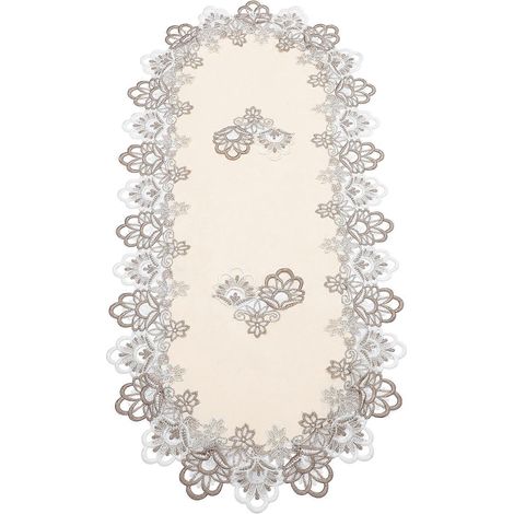 Chemin de table rustique, nappe ovale élégante en dentelle pour salle à manger, décoration de mariage, 1 ensemble (1/5)