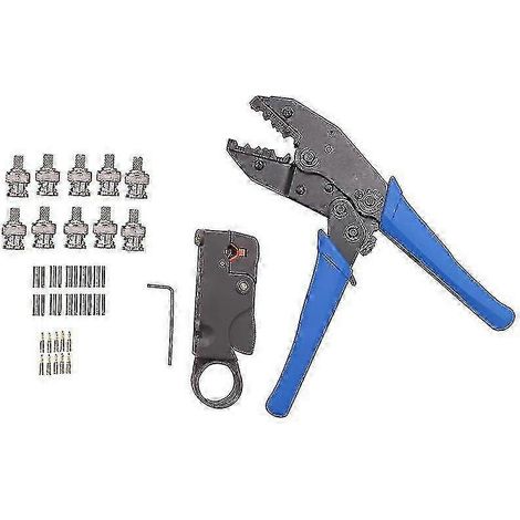 Un jeu d'outils de sertissage coaxiaux RF/BNC compatibles avec RG58/RG59/RG6 comprend 10 connecteurs à sertir de fiches BNC. (1/5)