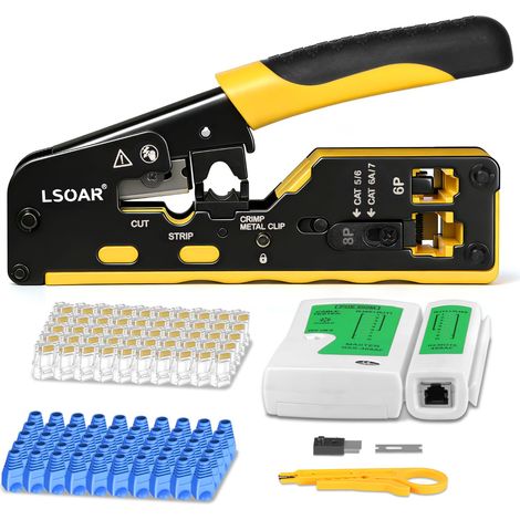 RJ45 Kit de Sertisseuse Multicouche Pince à Sertir pour Fiches Réseau CAT5/CAT6/CAT7 (1/5)