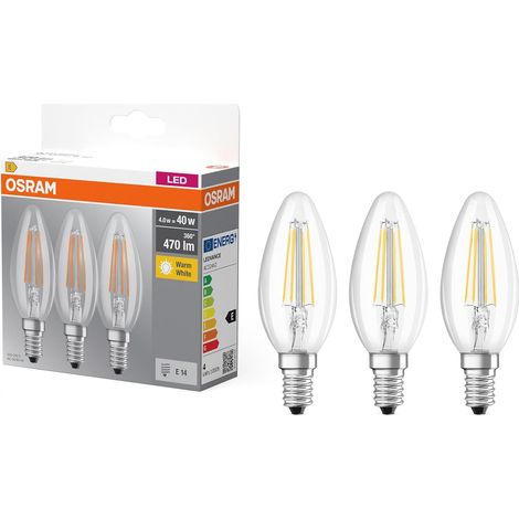 Ampoule LED Filament Flamme - Lot de 3 - Culot E14 - 4 W Equivalent 40 W - Blanc Chaud 2700K (1/5)