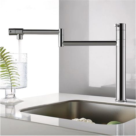 Robinet de remplissage de pot Robinet de cuisine pliable robinet chaud et froid robinet robinet à 360 degrés chrome kithchen mélangeur matières matières marines montées sur la terrasse Robinet pliant (1/5)