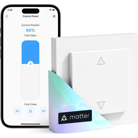 Interrupteur de volet roulant Wi-Fi avec minuterie et télécommande, compatible avec HomeKit, Home Assistant et Google Home, 55 x 55 mm – Commande intelligente de volet (1/5)