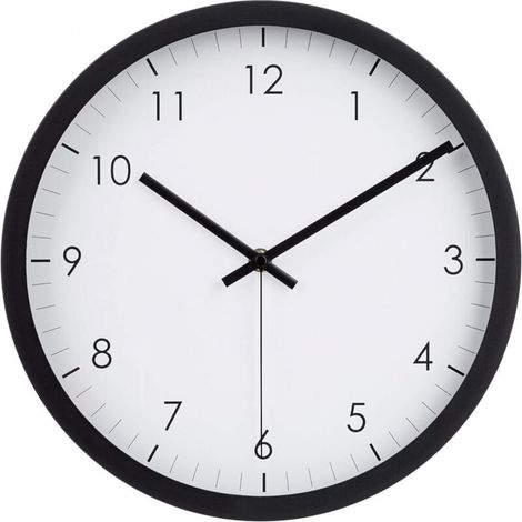 Horloge Murale Ronde 30 cm Facile à Lire Silencieuse à Piles Noir Design Moderne (1/4)