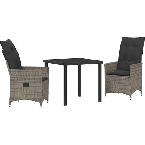 Maison Exclusive - Conjunto de Comedor de Jardín 3 pcs Gris ratán (1/5)