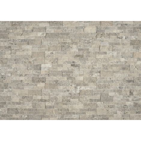 Parement mural - SLIMPANEL - Travertin Silver - Naturelle - 15x60-65x1-2cm en Z
