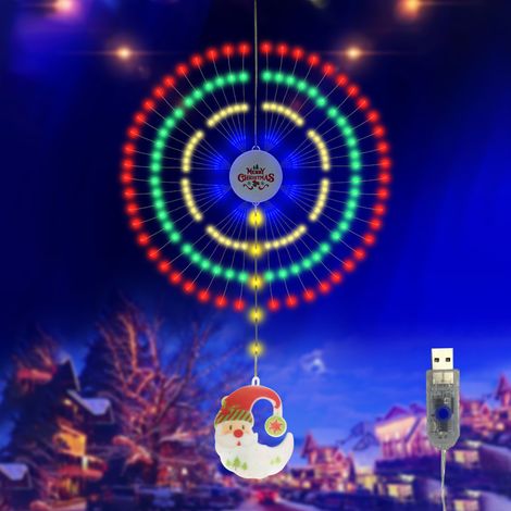 Guirlande lumineuse de Noël en forme de feu d'artifice avec pendentifs décoratifs étanche IP65 lumière multicolore 8 modes d'éclairage (1/3)