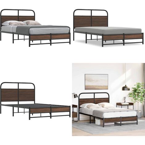 vidaXL Cadre de lit sans matelas 140x190 cm chêne marron (1/5)