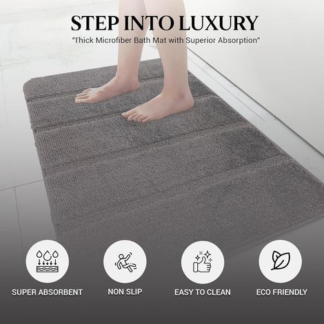Tappetino da bagno antiscivolo Super assorbente - Lavabile in lavatrice - Microfibra morbida e spessa - Grigio antracite - 40 x 60 cm (1/5)
