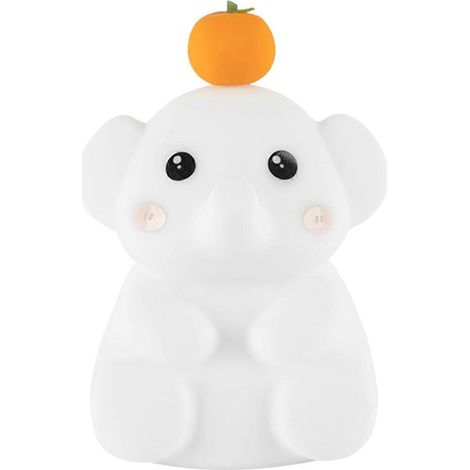 Lampe éléphant mignonne, veilleuse en silicone avec minuterie 30 minutes, blanche (1/4)
