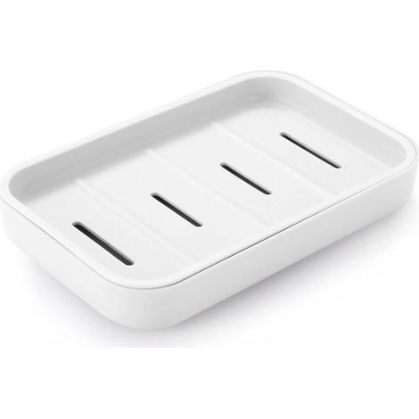 1 portasapone da bagno (bianco) con scolapiatti, salvasapone per la doccia, facile da pulire, asciuga rapidamente, impedisce al sapone di formare schiuma. (1/4)