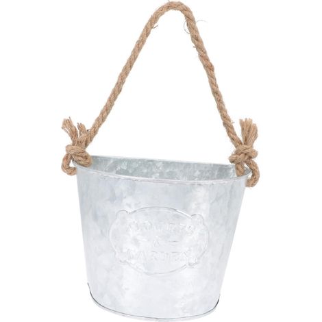 Jardinière suspendue et décoration murale en fer à l'ancienne avec corde chanvre, idéale (1/5)