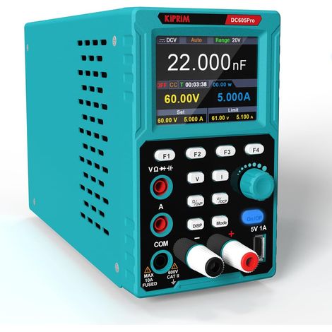Blocs d'alimentation pour Laboratoire et multimètre 2 en 1 (0-60 V, 0-5 A) Alimentation de Laboratoire avec mémoire de données, Haute précision, OCP, OVP, Logiciel PC et Recharge USB DC605Pro