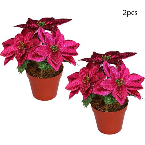 Plante en pot poinsettia artificielle, décoration maison, rouge, rouge, ornement, Noël, cuisine, hommes (1/5)