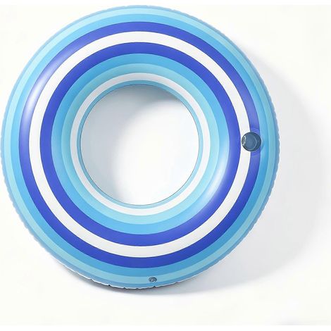 Anillo flotador inflable de una pieza con rayas tropicales, tubo de natación duradero para adultos para piscina y playa. (1/5)