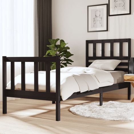 Massivholzbett Schwarz 75x190 cm (1/5)