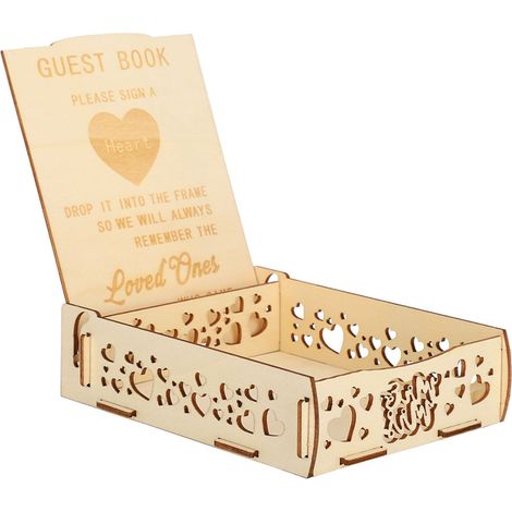 Livre d'or en bois, boîte à messages, porte-cartes cadeaux, articles de mariage romantiques pour signatures (1/5)