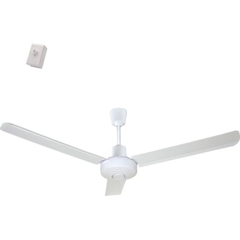 Fanelite - Ventilateur de plafond 142 cm blanc SEM56ALU - Moteur AC - Variateur mural à encastrer ou pose en saillie - 3 pales