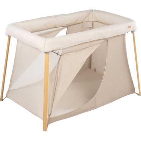 Lit parapluie 3 en 1, Berceau Bébé, Lit d'appoint, Parc, Evolutif, Léger - 6.8Kg, Pliable, Compact, Sac Transport et Matelas inclus, Tissu Respirant, Argile/Gazelle (1/5)