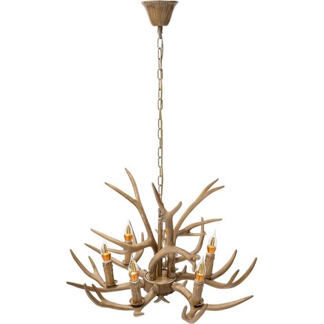 Lampadario a sospensione a 6 luci, in resina, per corna di cervo, E14, altezza regolabile, lampada a sospensione per corridoi, soggiorno, camera da letto, ristoranti