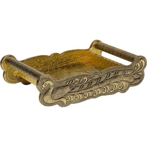 Bandeja de metal repujado dorada 25x13x6 (1/5)