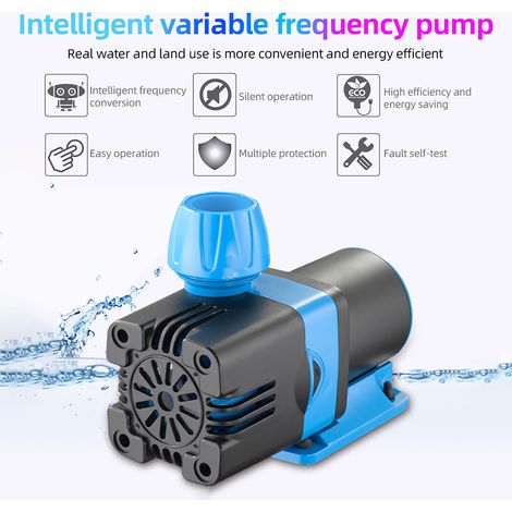 Pompe à eau submersible 3000 L/h - Pompe à fréquence variable à onde sinusoïdale, ultra silencieuse, idéale pour les bassins, fontaines et eaux douces et salées.