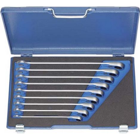 Gioco Cricchetti Misti, Extra-Lunga, 9 Parti, Modello Extra Lungo, Testa Della Chiave Inclinati Di 13 °, Reversibile, Contenuto: 13 14 15 16 17 18 19 21 22 Millimetri (1/3)