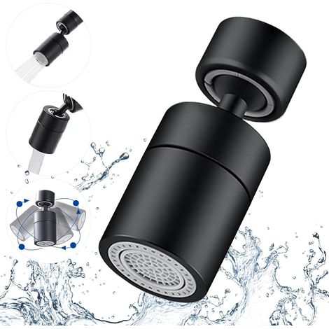 Wasserhahn-Luftsprudler, 360-Grad-Drehgelenk, 2 Modi, verstellbarer Küchenarmatur, Filtersprudler für Küche, Badezimmer, mit Adapter, 24 mm Außengewinde, 22 mm Innengewinde (Black Oil Rubbed Bronze) (1/5)