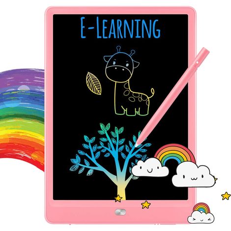 Tableau d'écriture LCD pour graffitis, tableau à dessin couleur de 10 pouces, jouet cadeau pour fille, convient aux filles et aux garçons (rose) (1/3)