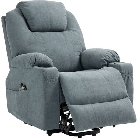 Massagesessel Aufstehhilfe Seniorensessel, 8 Massagepunkte, Seitentaschen, Fernbedienung, 90L x 101B x 107 cm, Grau (1/5)