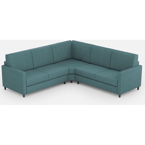 Canapé d'angle moderne italien tissu bleu pétrole Korane - 5 tailles 221x221 cm-Taille 221x221 cm (1/5)