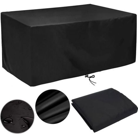 Housse salon jardin 200x100x75 cm – Rectangulaire, imperméable – Pour table extérieur (1/5)