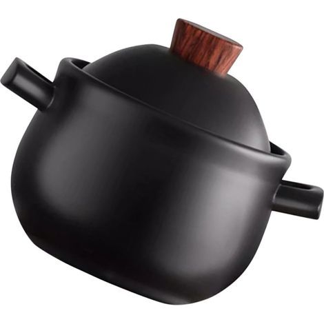 aus Keramik 2 5l mit Holzgriff Hitzebeständig zum Kochen und (1/5)