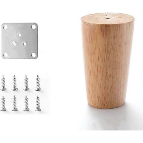 Un ensemble de 4 pieds de canapé en bois massif, pieds de meubles, adaptés aux fauteuils, tables de chevet, armoires et commodes (8 cm de hauteur). (1/5)