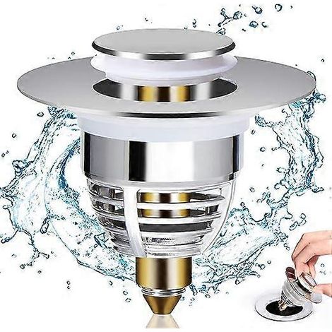 Bonde Lavabo Universel, Bouchon de Lavabo Pop-Up avec 2 Joints pour Baignoire, Cuisine, lavabo (Orifice de vidange 32-42mm) (1/5)