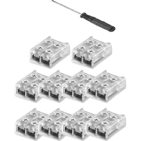 Connecteur à vis pour bande LED 2P 8/10 mm, borne transparente à souder, câblage sur plaque 8 mm (1/5)