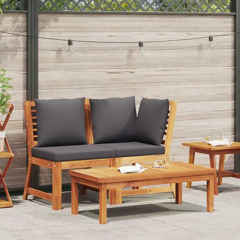 vidaXL Salon de jardin 3pcs et coussin gris foncé Bois d'acacia solide (1/5)