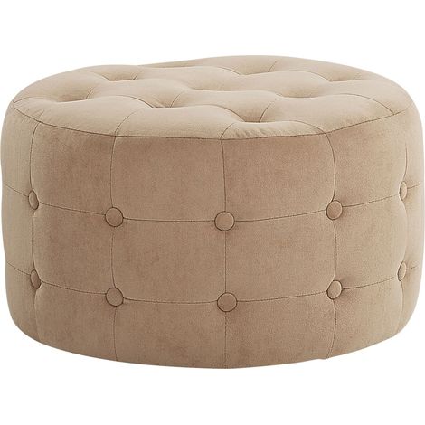 Pouf TAMPA Samtstoff Sandbeige (1/5)