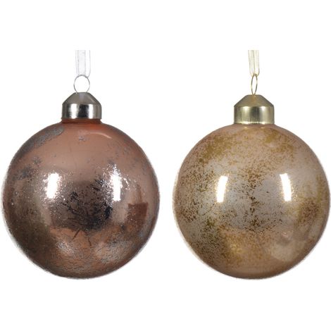 Pallina di Natale Vetro smaltato con paillettes d'oro e d'argento a due colori colore assortito ø 8cm
