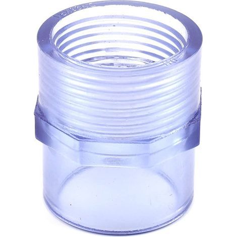 1 Raccord femelle fileté transparent en PVC-U – Adaptateur pour tube d'arrosage ou d'aquarium – Joint à emboîtement – ​​1,5 pouce vers 50 mm (1/3)