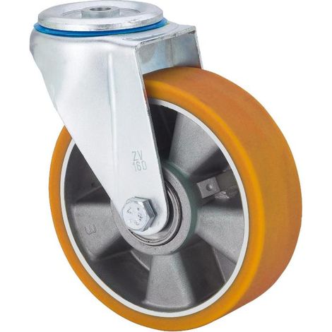 rueda giratora agujero m10 20zvl80-aub aluminio-poliur.naranja eje bolas (1/2)